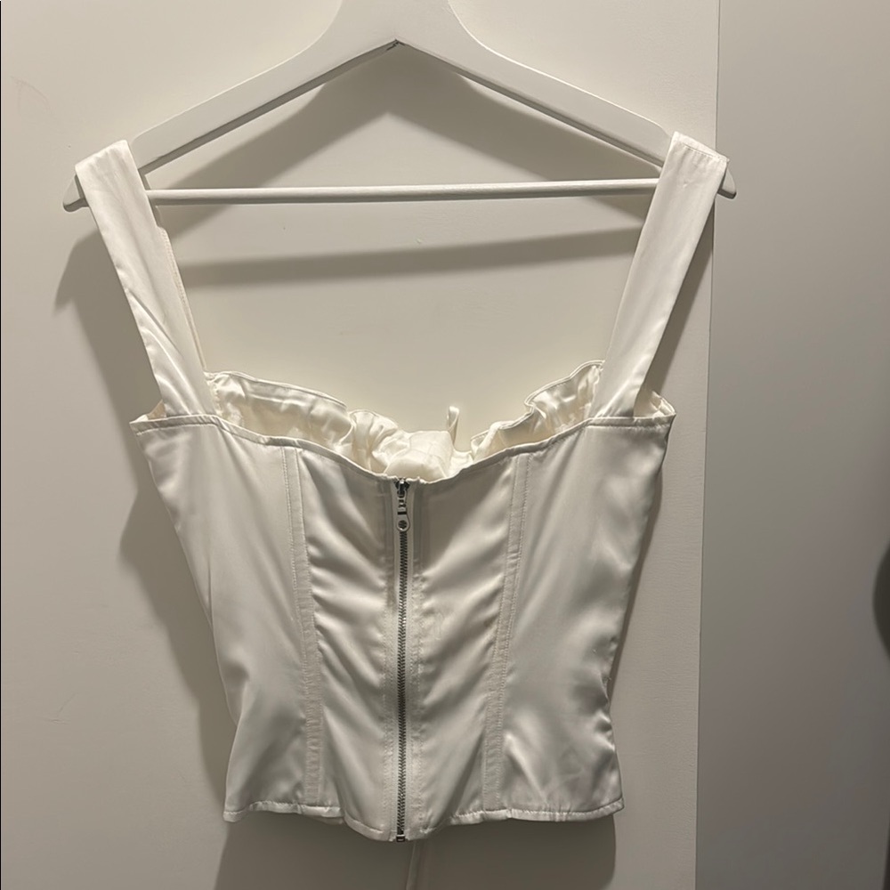 Miaou White Satin Corset Top